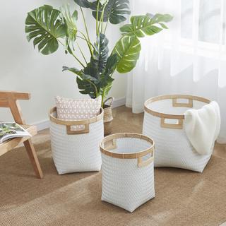 3-Piece Contrast Bamboo Basket Set