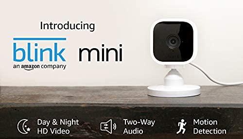 Blink Mini – Compact indoor plug-in smart security camera, 1080 HD video, night vision, motion detection, two-way audio, Works with Alexa – 3 cameras