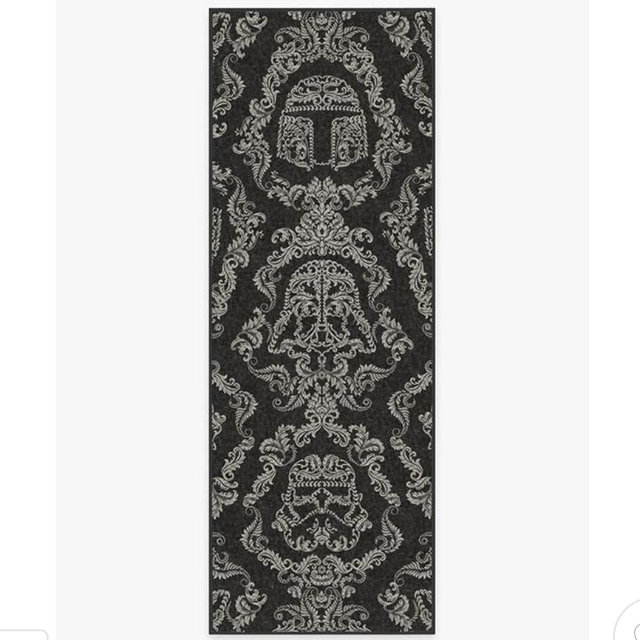 Dark Side Damask Charcoal Rug | All-In-One Rug | 2.5'x7' | Ruggable