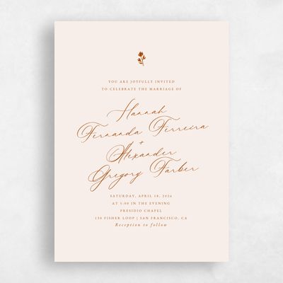 Dark Rust, Beige Wedding Invitation - Kiruna Portrait