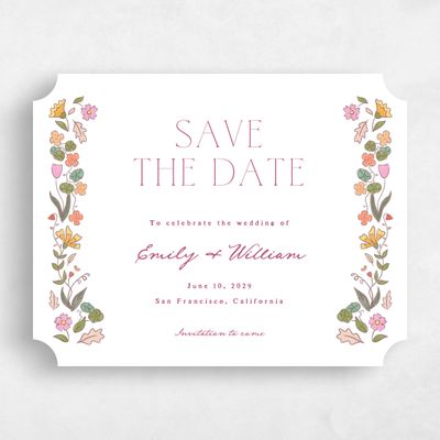 White Ticket Wedding Save the Date - Aria Landscape