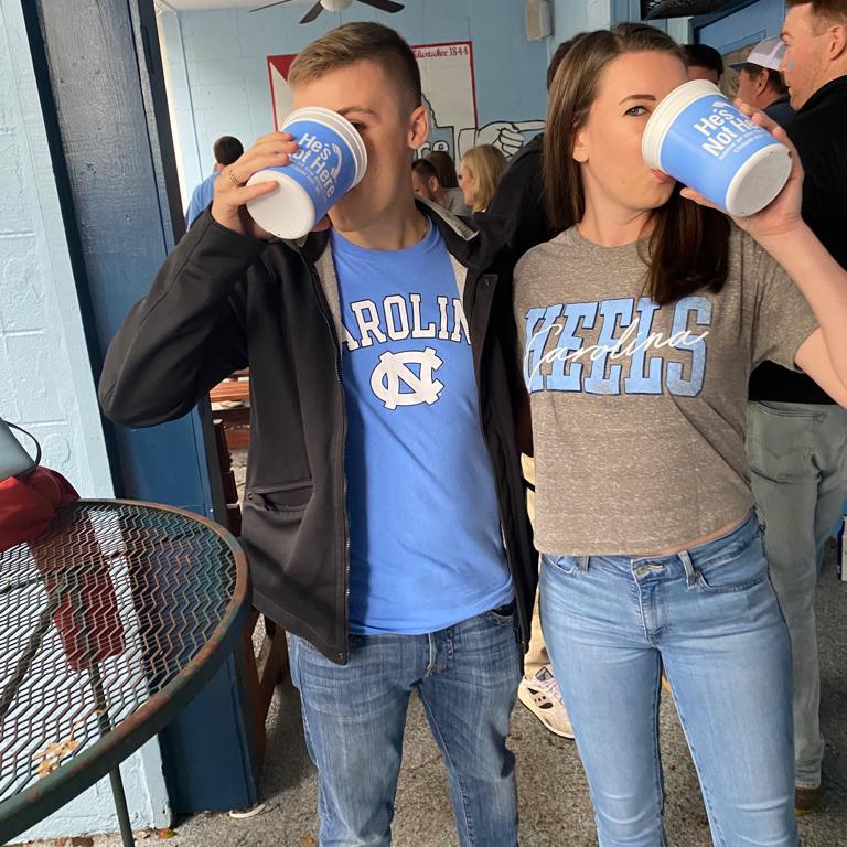 At a UNC favorite bar, He's Not Here, before a UNC football game