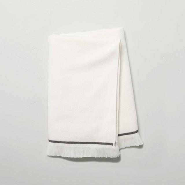 Textured Stitch Bath Towel Sour Cream/Railroad Gray - Hearth & Hand™ with Magnolia