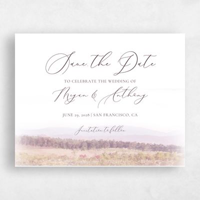 Lilac, Purple Wedding Save the Date - Meadowlark Landscape