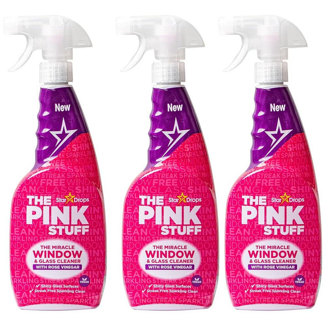 Stardrops - The Pink Stuff - The Miracle Window & Glass Cleaner with Rose Vinegar 3-Pack Bundle (3 Window & Glass Cleaner)