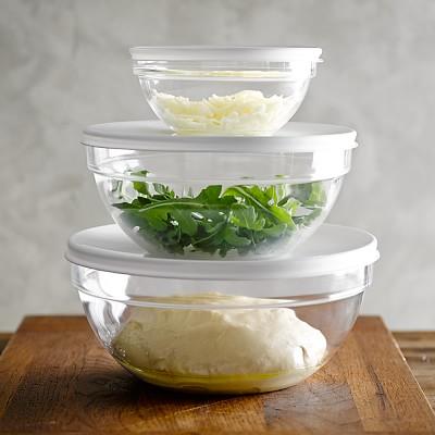 Glass Mixing Bowls with Lid, Set of 3