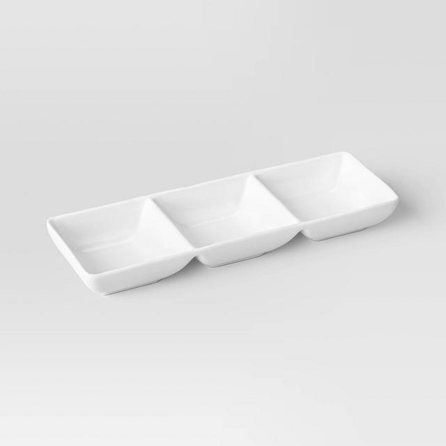 Porcelain 3-Section Divided Serving Tray White - Threshold™