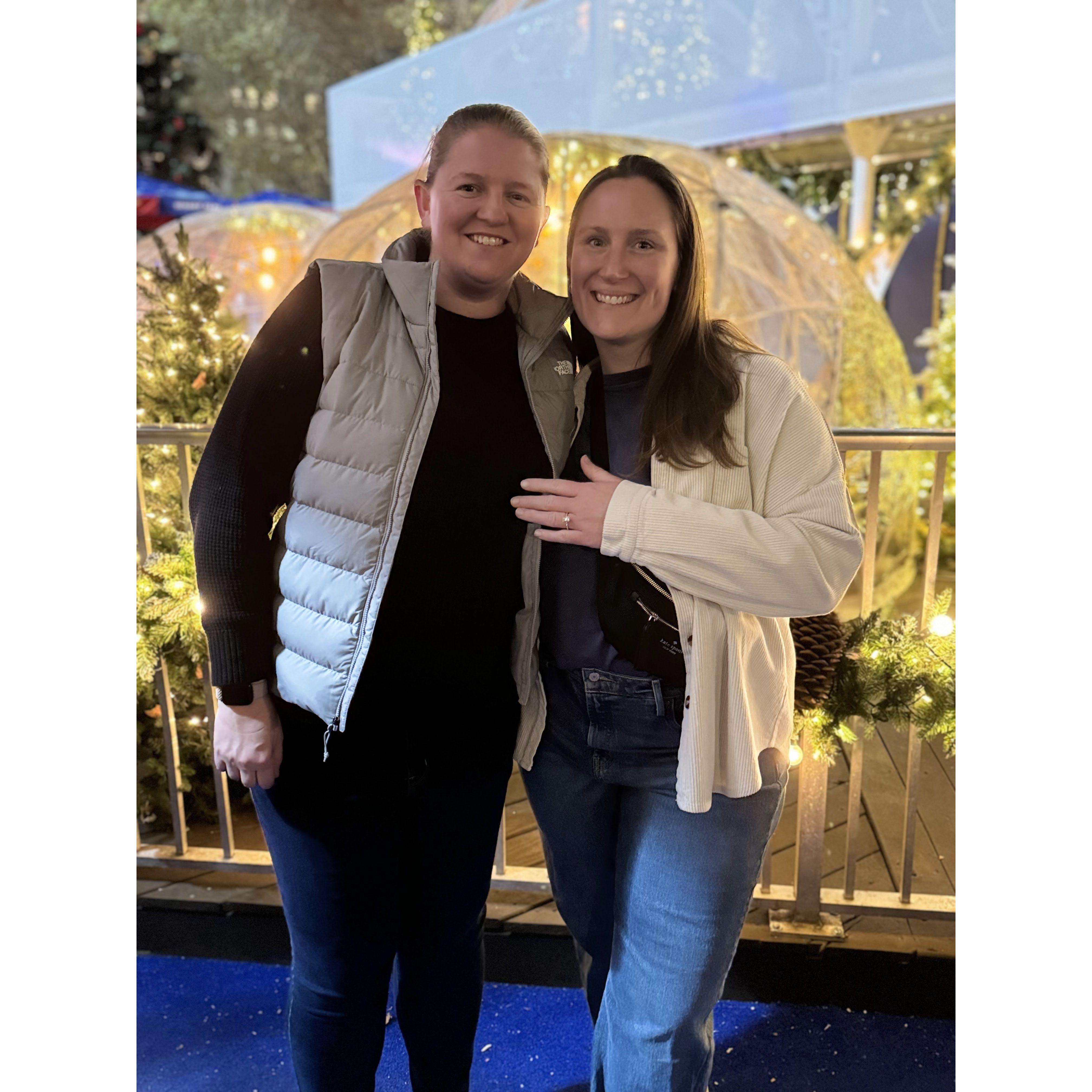 Post proposal celebrations at Bryant Park