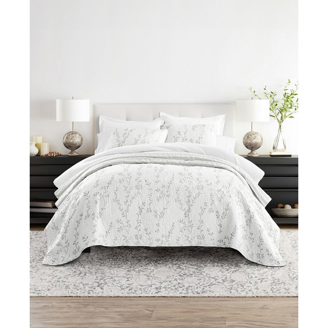 ienjoy Home Sprouting Vines Stripe Reversible 3-Pc. Lightweight Quilt Set, Full/Queen