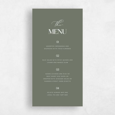 Dark Sage, Green Wedding Menu - Margret