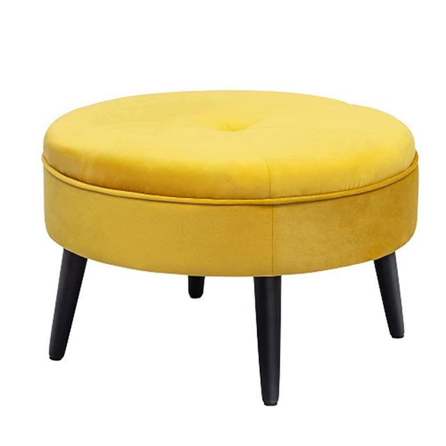 Joveco 23" Ottoman Fabric Round Foot Rest Stool (Yellow)