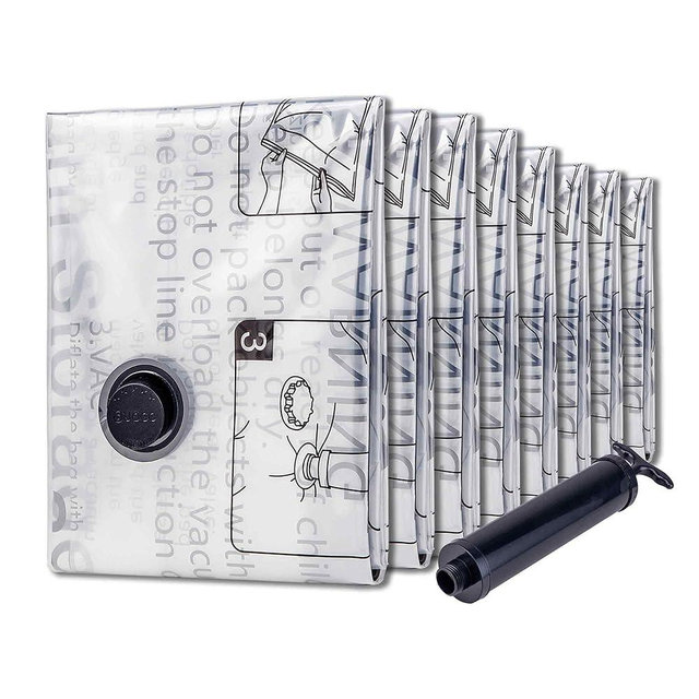 Vacuum Storage Bags 8 XXL Jumbo, Space Saver Bags with Travel Hand Pump, Compression Airtight Sealer Bags for Clothes, Bedding, Pillows, Comforters, Blankets