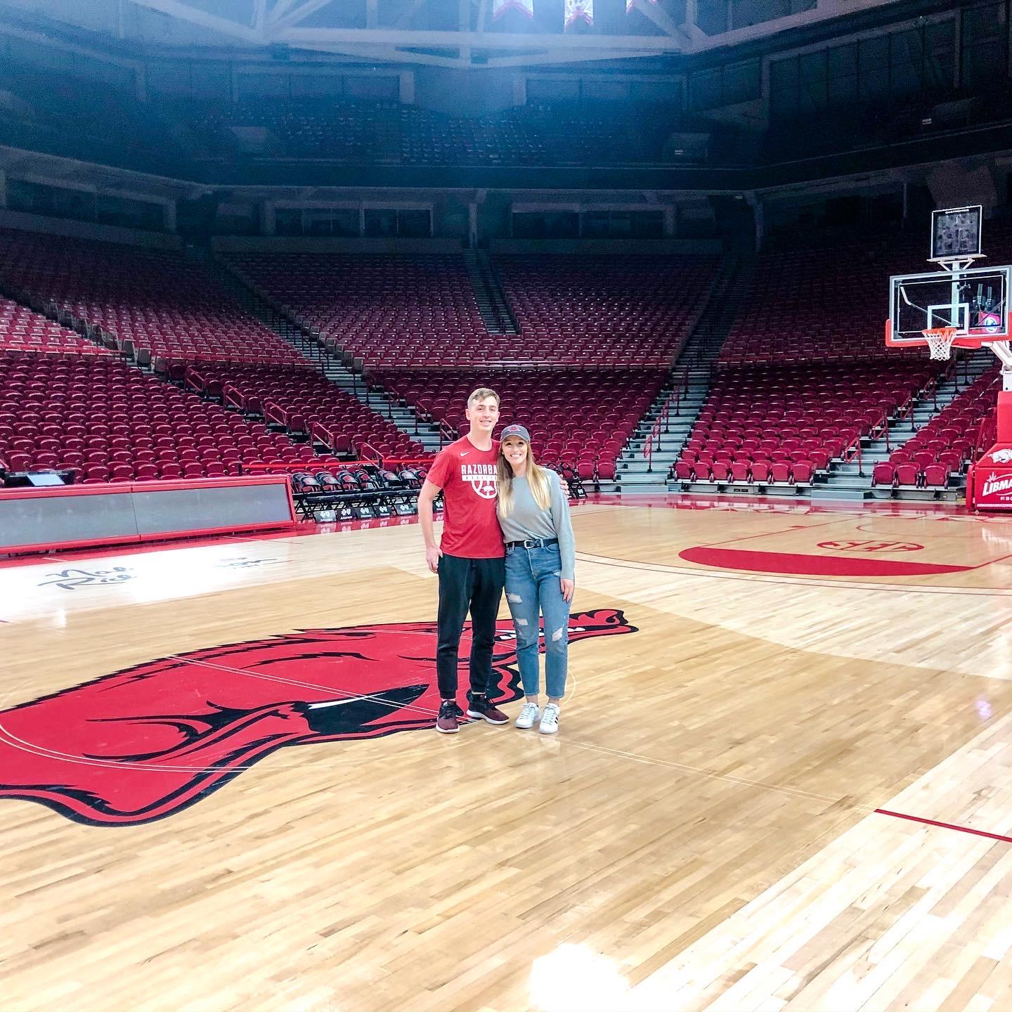 Rebecca visiting Alec at University of Arkansas