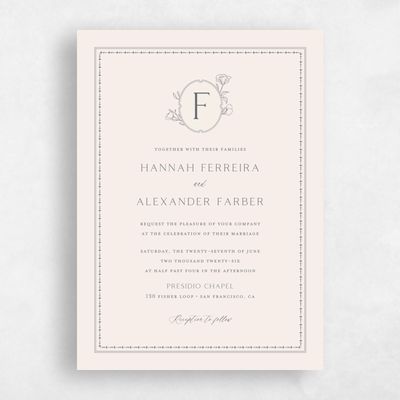 Charcoal, Beige Wedding Invitation - Piran Portrait