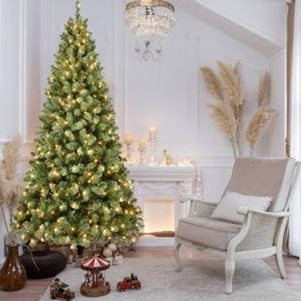 Best Choice Products Artificial Christmas Tree, 7.5ft Premium Pre-Lit Realistic Spruce Holiday Décor w/Dense Branches, Metal Base - Green Spruce