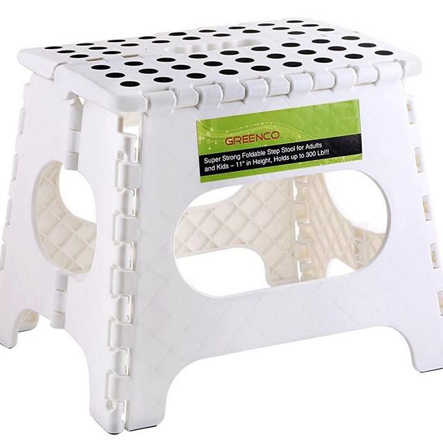 Greenco Super Strong Foldable Step Stool for Adults and Kids, 11", White