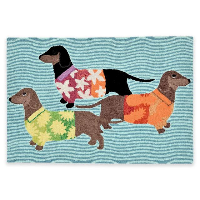 Trans-Ocean Front Porch Tropical Hounds 2-Foot x 3-Foot Accent Rug