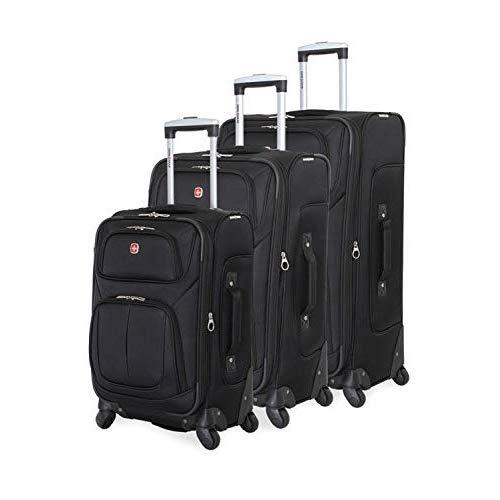 SWISSGEAR 6283 Amazon Exclusive Premium 3pc Spinner Luggage Set with Dopp Kit Bundle Black