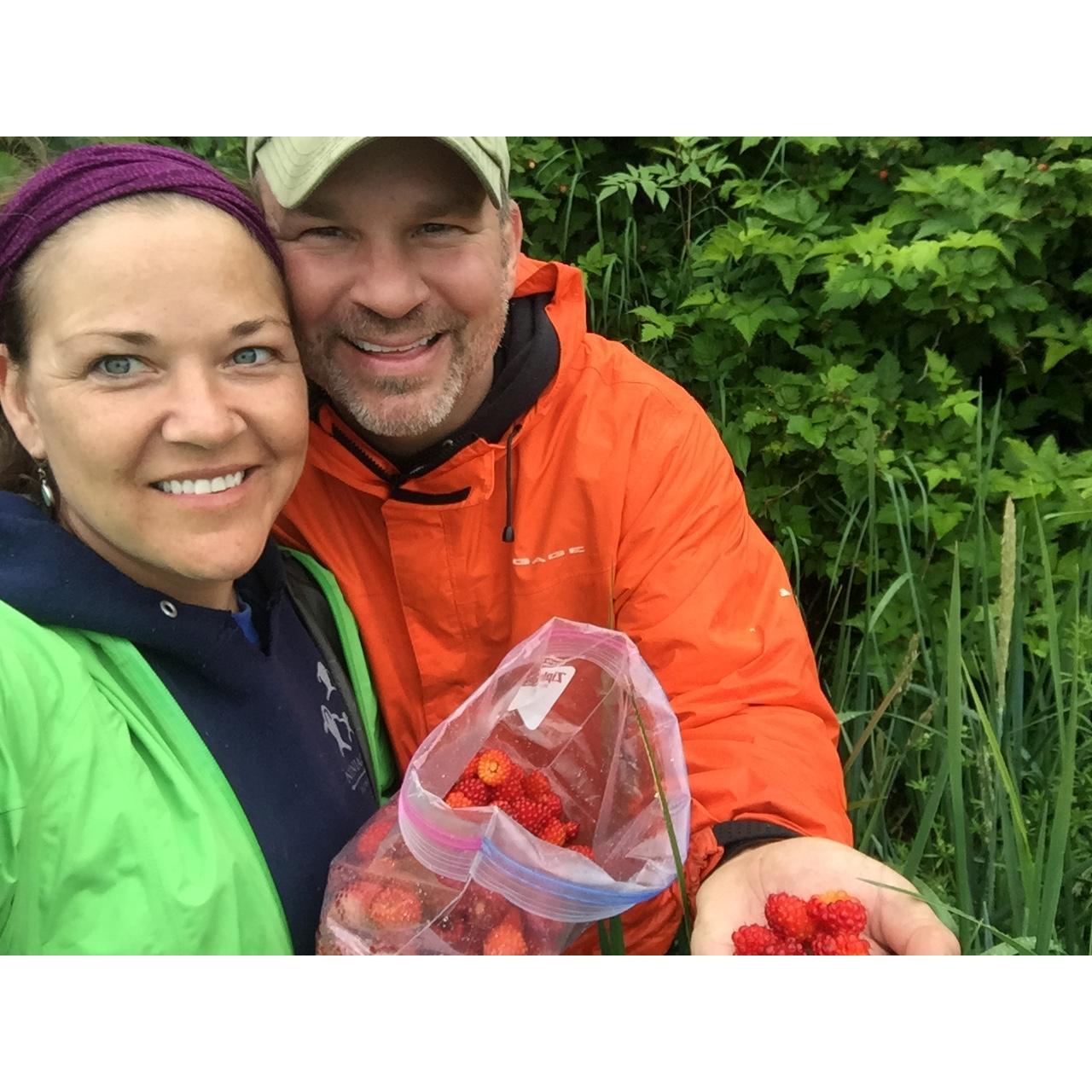 Nate and I picking salmon berries in late summer