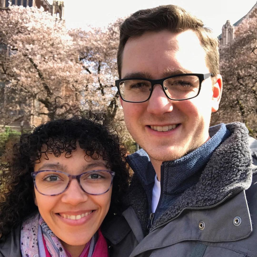 Enjoying the cherry blossoms on University of Washington's campus. Kirk's alma mater for his master's degree. Spring 2017