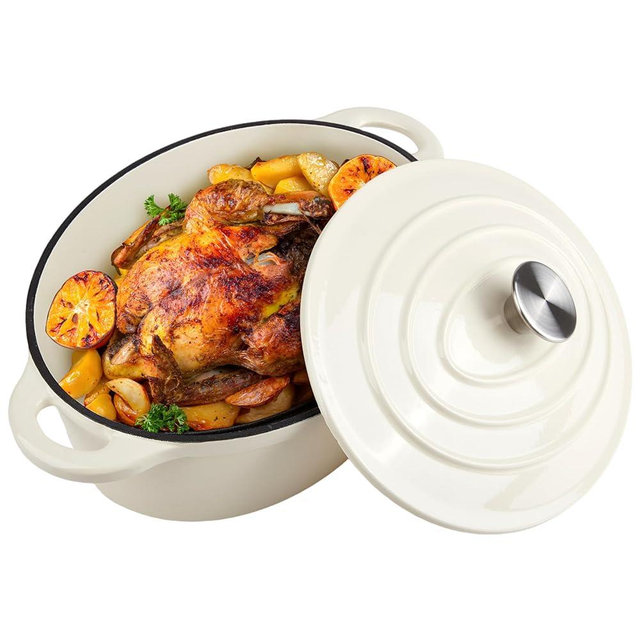 5.5 Quart Oval Enameled Cast Iron Dutch Oven Pot with Lid, Oven Safe up to 550° F & Dishwasher Safe, Sturdy Dutch Oven Cookware