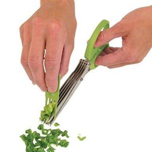 Cel-Lab - Master Culinary Multipurpose 5-blade Herb Scissors w/ "Longfinger" Cleaning Brush | Time-Saving Kitchen Shears Chop Herbs Fast |