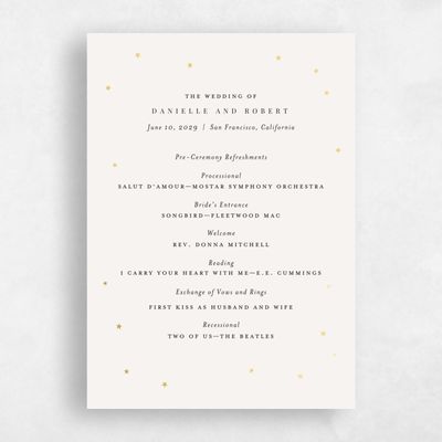 Light Oatmeal, Beige Wedding Program - Emery Foil