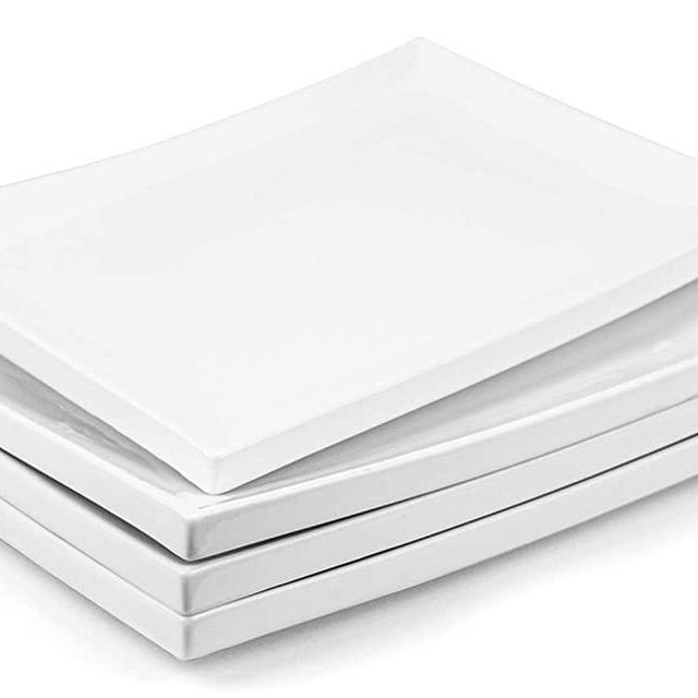 Yesland 11.8 Inch Porcelain Serving Trays, Rectangular Platters / Plates for Appetizers, Vegetables, Fruit or Cake in Kitchen & Dining, Set of 4