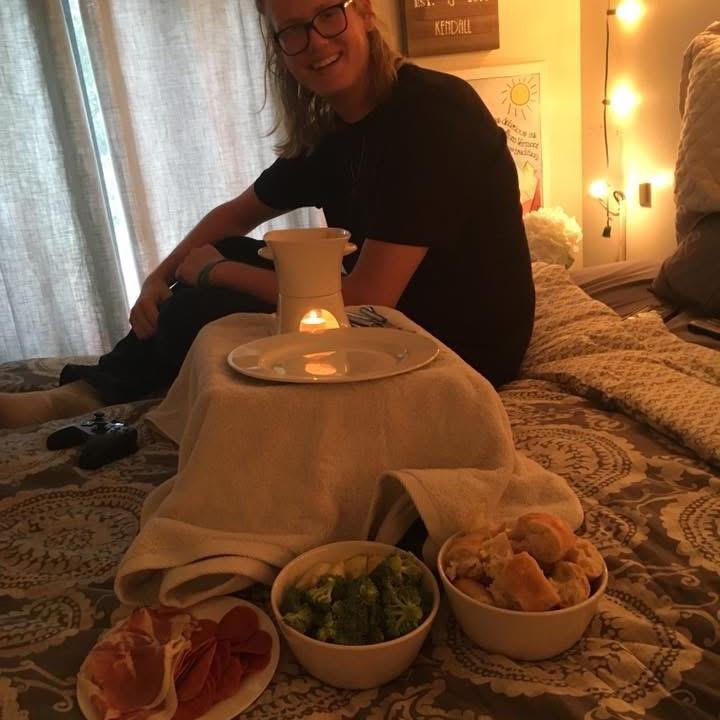 Celebrating our VERY FIRST dating anniversary in the dorm room at SUNY Potsdam. (September 2017)