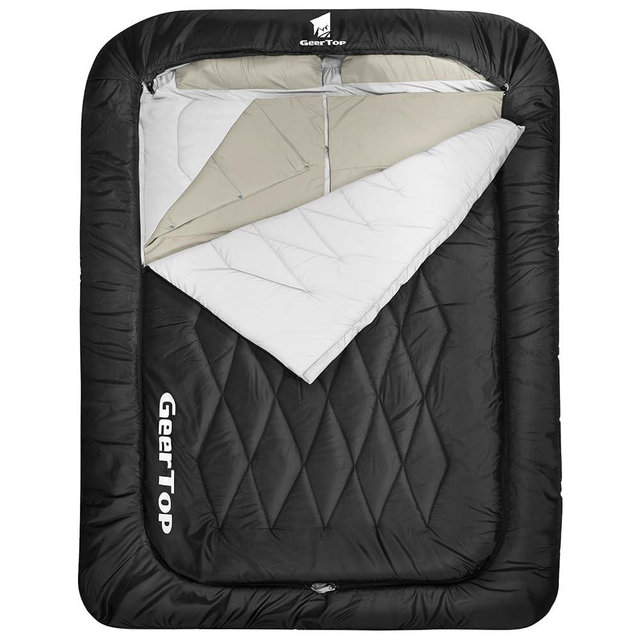 GEERTOP Double Camping Sleeping Bag with Blanket Queen Size Two Person Sleeping Bag for Adults Couples or Family Outdoor Backpacking Travel