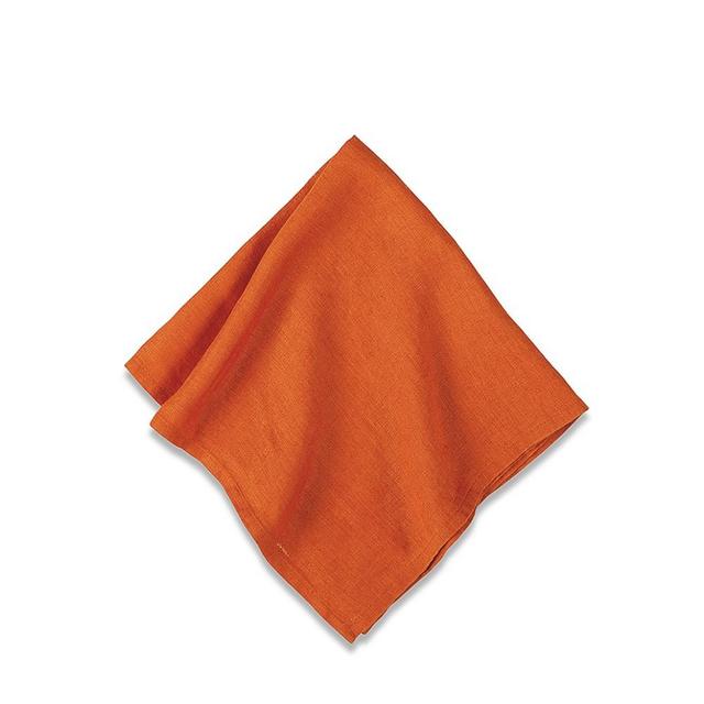 Italian Washed Linen Napkins, Set of 4, Pumpkin Orange