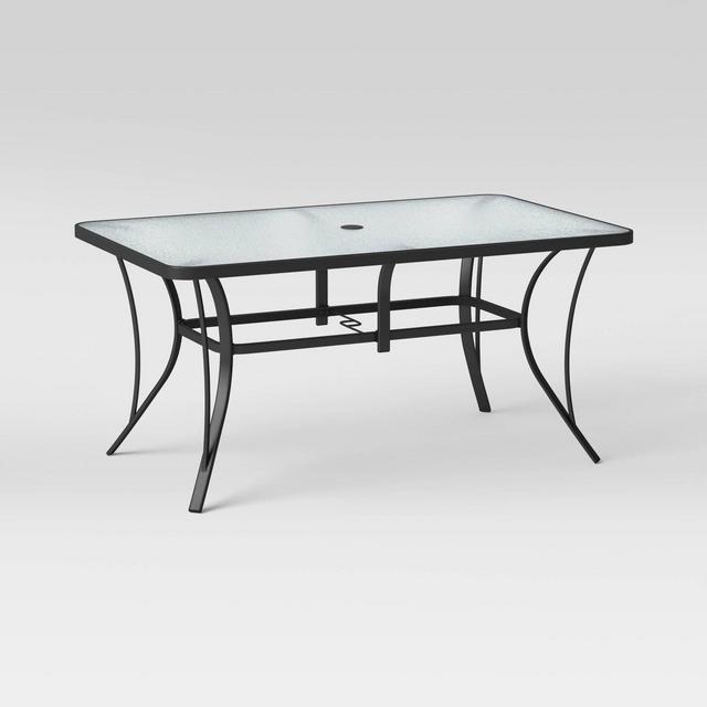 6 Person Glass Rectangle Patio Dining Table - Gray - Room Essentials™