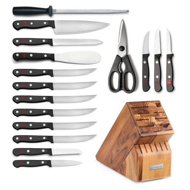 Wüsthof Gourmet 17-Piece Knife Block Set, Acacia