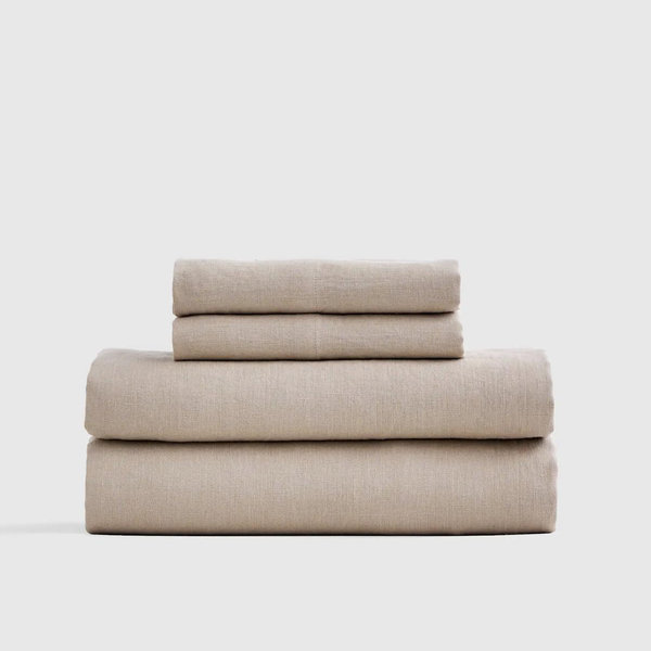 European Linen Sheet Set with Top Sheet - Cal King (Toffee)