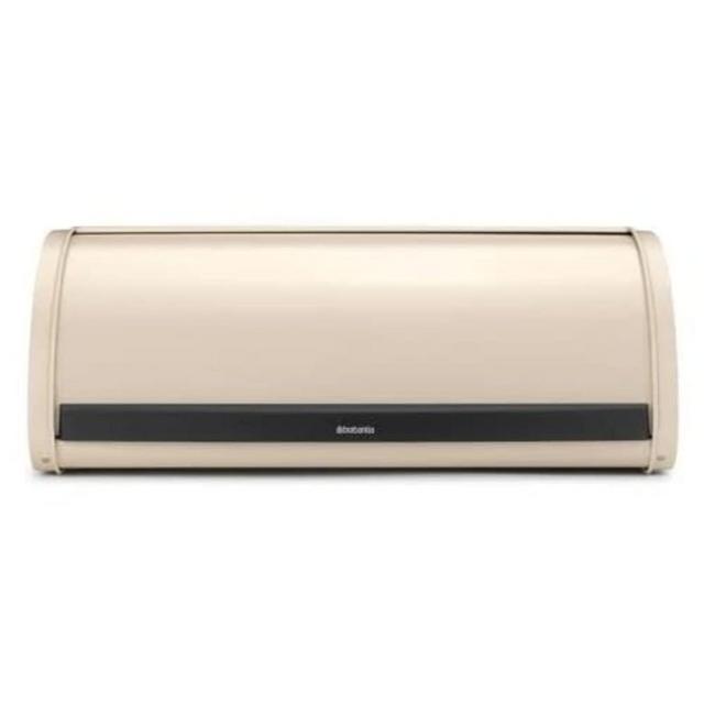 Brabantia Roll Top Bread Box (Soft Beige) Large Grip Front Opening, Partially Flat Top Bread Box, Fits 2 Loaves, Ideal for Kitchen Counter