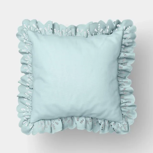 26"x26" Eyelet Ruffle Outdoor Throw Pillow Blue - Threshold™ designed with Studio McGee