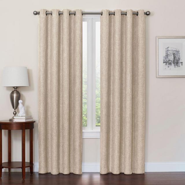 Madison Park - Quinn 84-Inch Grommet Top 100% Blackout Window Curtain Panel in Linen