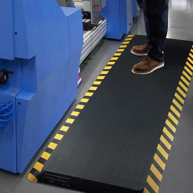 FEATOL Anti Fatigue Mats Industrial, Ergonomic Standing Floor Mat, Work Mats for Standing,Black with Yellow Border Safety Mat 20" x 60"-Standing Support for Leg & Back Pain, Waterproof, Non-Slip