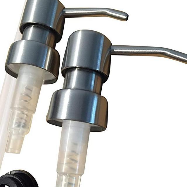 Industrial Rewind Stainless Soap Pumps with Collar Rings - 2pk - Replacement Pumps for Your Bottles, Mason Jars or Other DIY Soap or Lotion Dispensers