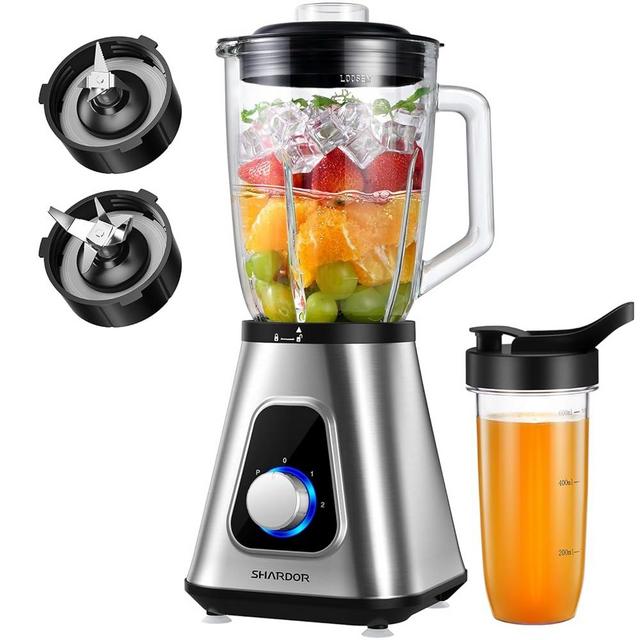 SHARDOR 1200W Blenders for Smoothies and Shakes, 52 Oz Countertop Blender & 22 Oz Personal Blender Combo, New Upgraded 6-leaf Blade, 3 Adjustable Speed for Juices, Frozen Fruit Drinks, Sauces