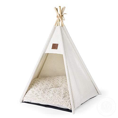 Pickle & Polly - Dog Bed Teepee/Tent for Dogs & Cats - Stylish, Soft, Cozy Dog Bed w/Thick Plush Pad, Durable Fabric & Machine Washable
