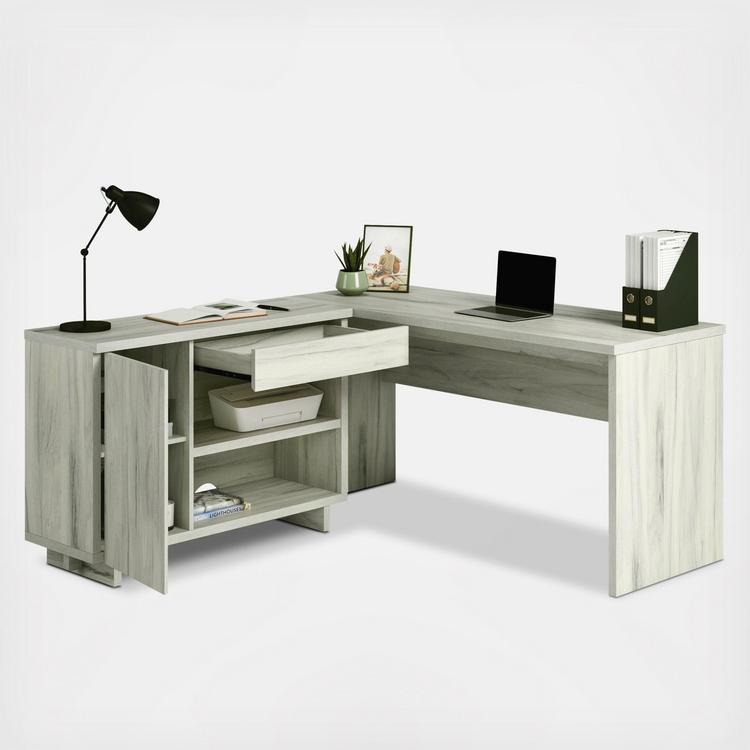 Sauder, Porto Palma L-Shaped Desk with Credenza | Zola