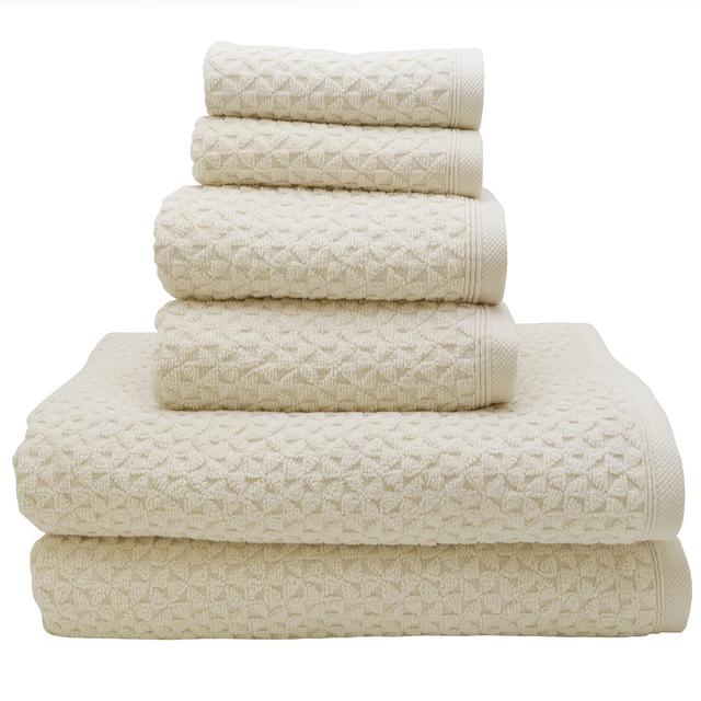 Towels Beyond - 6 Piece Luxury Bath Towels Set for Bathroom - 100% Cotton, Soft Textured and Super Absorbent Bath, Hand and Washcloths Towels (2 Each) , Ivory