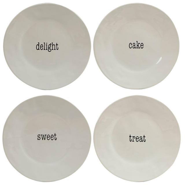 Certified International It's Just Words Ceramic Dessert Plates 9" White - Set of 4
