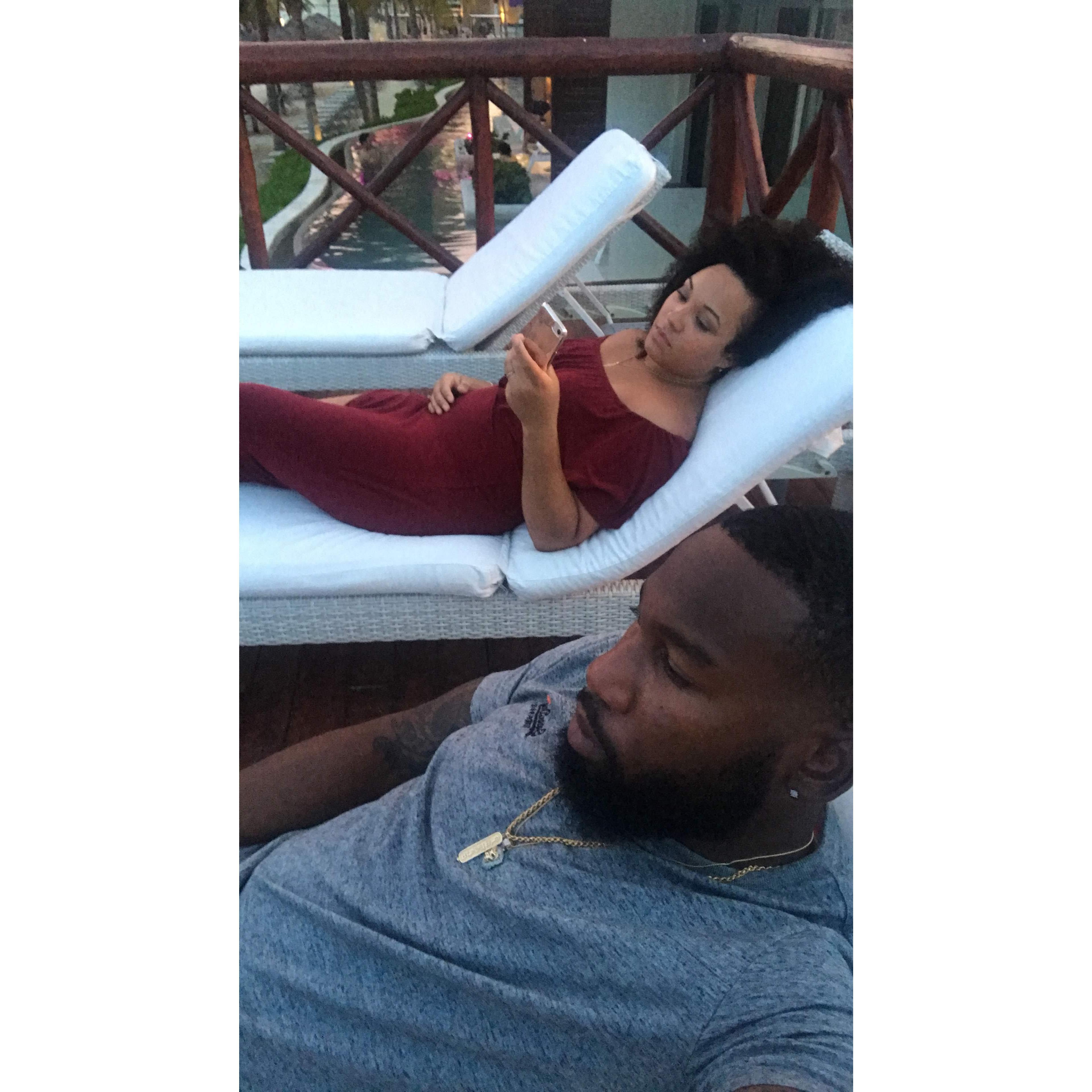 Relaxing at the resort in Cancun