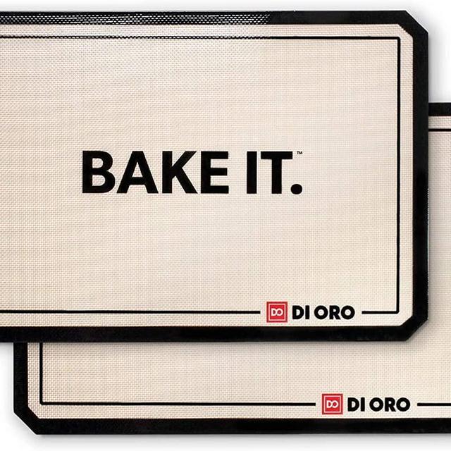 Di Oro Pro Grade Silicone Baking Mats - 480° Heat Resistant Non Stick Baking Liners - 16 1/2"× 11 5/8" Half Sheet - Dishwasher Safe, Easily Cleanable - BPA Free and LFGB Certified Silicone - 2-Pack