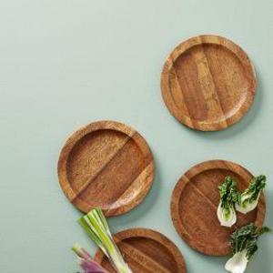Etched Wood Canape Plate Set