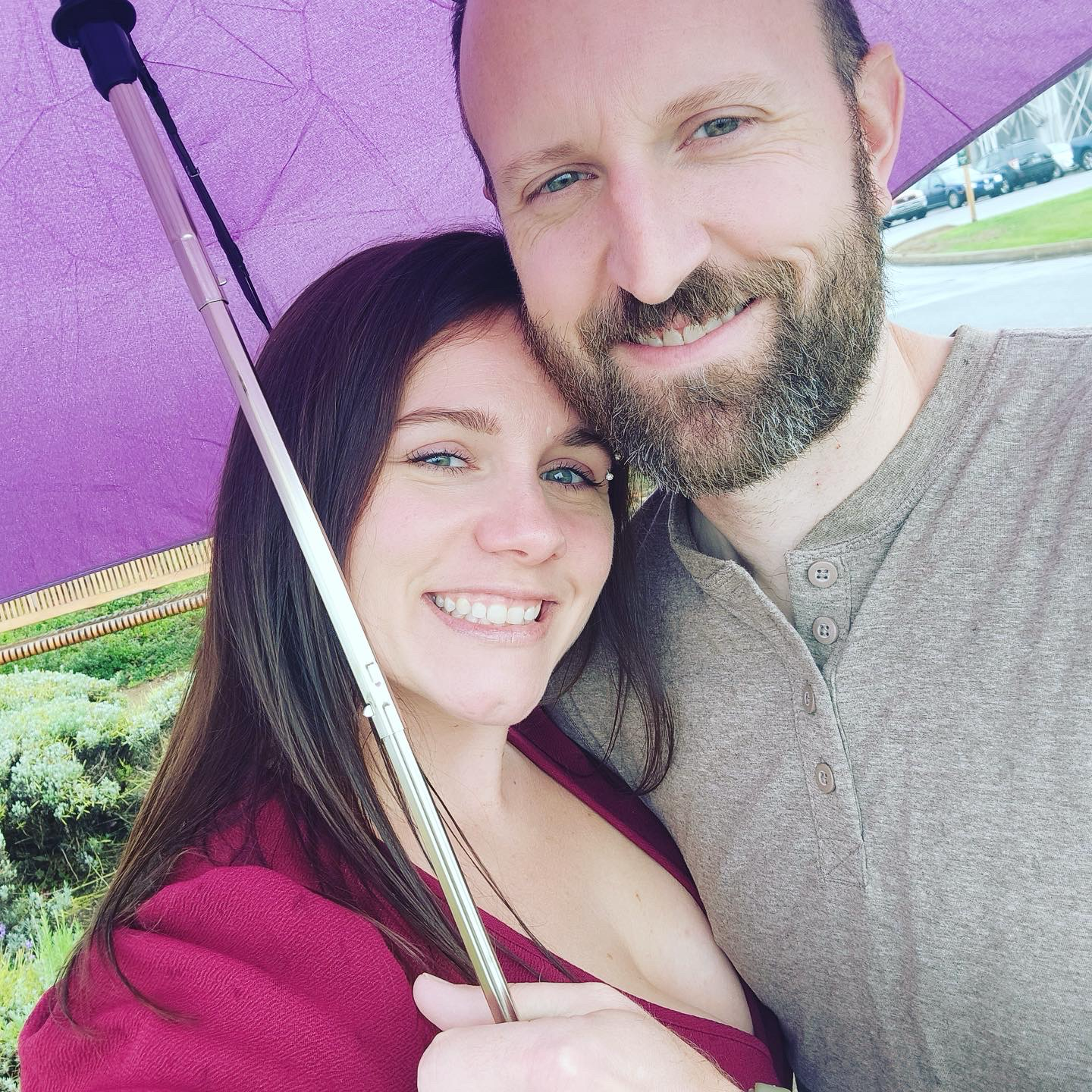 Outside of a beautiful winery in Oregon, a little rain doesn't stop us from a photo opp!