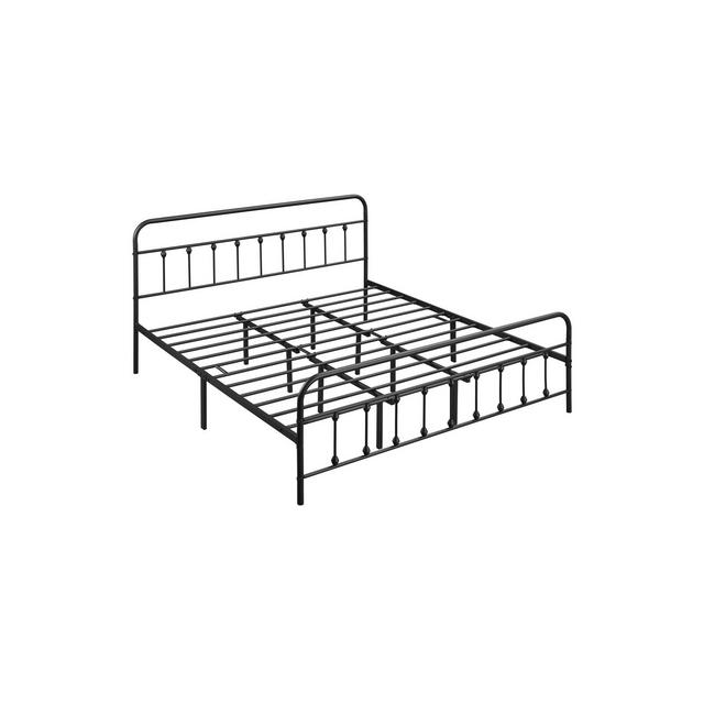 Yaheetech Iron Platform Bed Frame with High Headboard and Footboard, Black