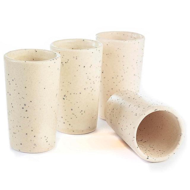 MEXTEQUIL - Talavera Shot Glasses Set of 4 Authentic Mexican Tequila Shot Glasses - Hand-painted - 2 Oz (Granite Whisper)